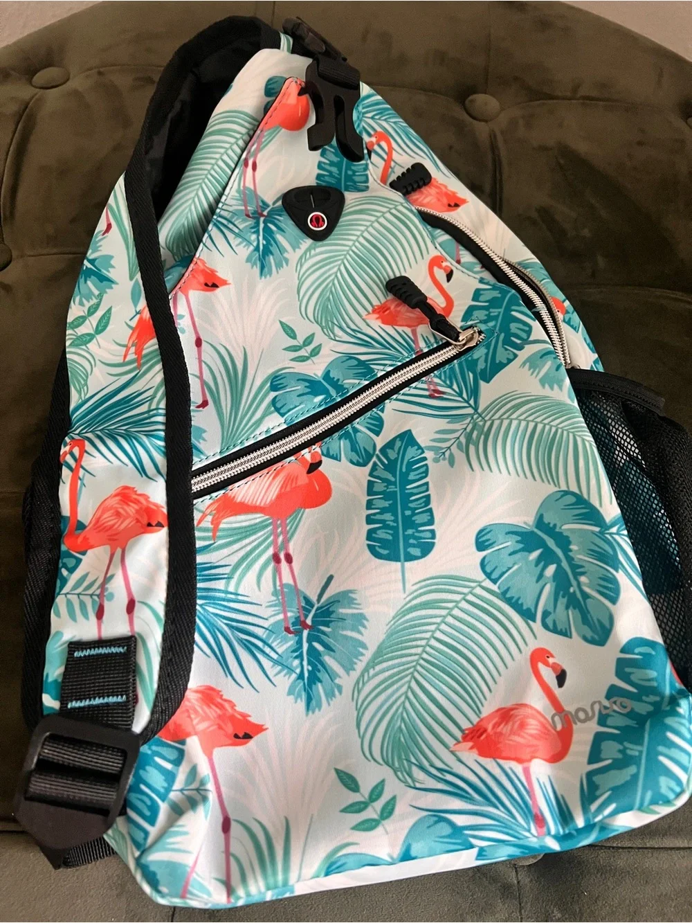Tropical Flamingo Sling Bag - Coral & Teal
